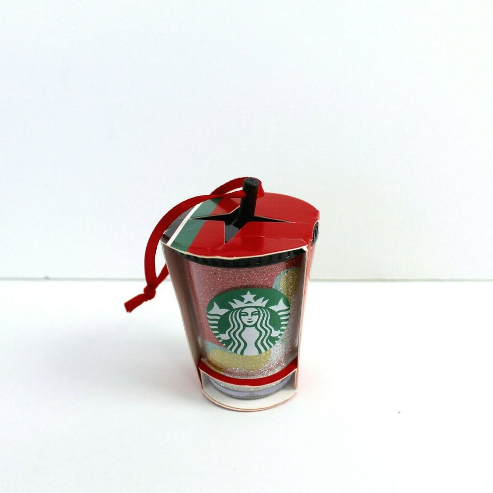 Starbucks 2018 Christmas Holiday Ornament Multicolor Glitter Cold Tumbler